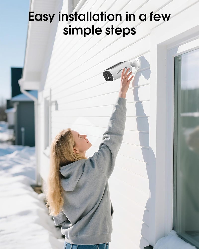 ARCCTV Solar Security Camera Outdoor Wireless, 4MP Battery Powered Home Surveillance Camera with Embedded Solar Panel, PIR Motion Sensor, 2.4G/5G Dual Band WiFi (2 Pack) - Image 4